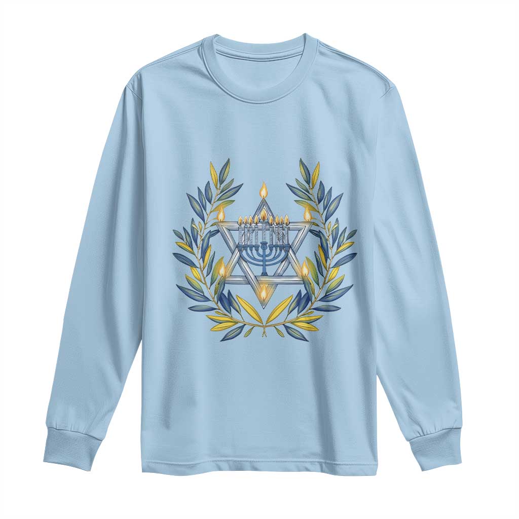 Hanukkah Flower Menorah Star Of David Long Sleeve Shirt Gift For Women - Wonder Print Shop