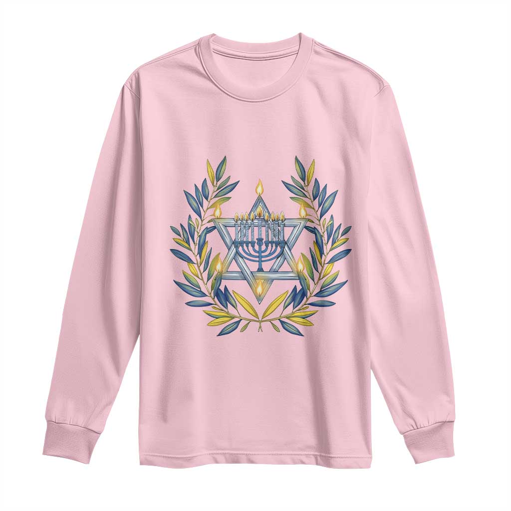 Hanukkah Flower Menorah Star Of David Long Sleeve Shirt Gift For Women - Wonder Print Shop