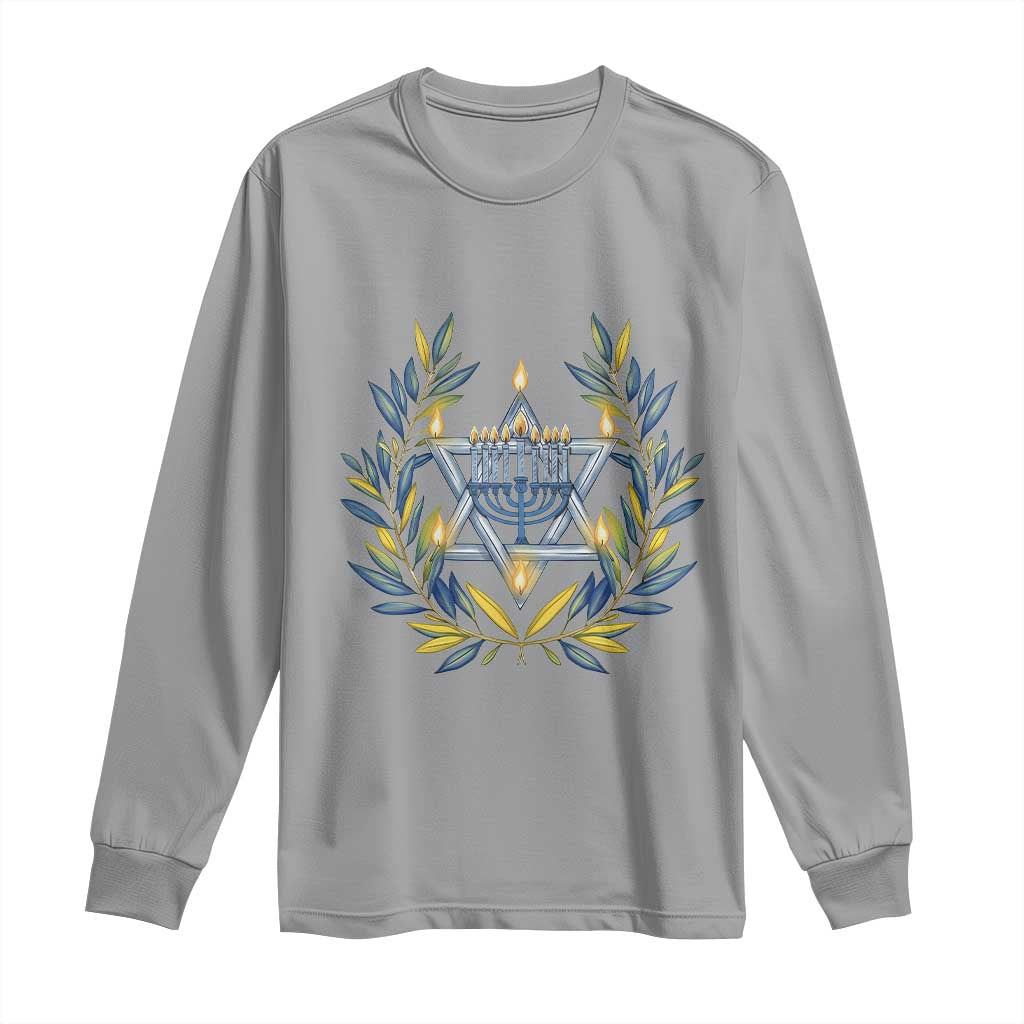 Hanukkah Flower Menorah Star Of David Long Sleeve Shirt Gift For Women - Wonder Print Shop