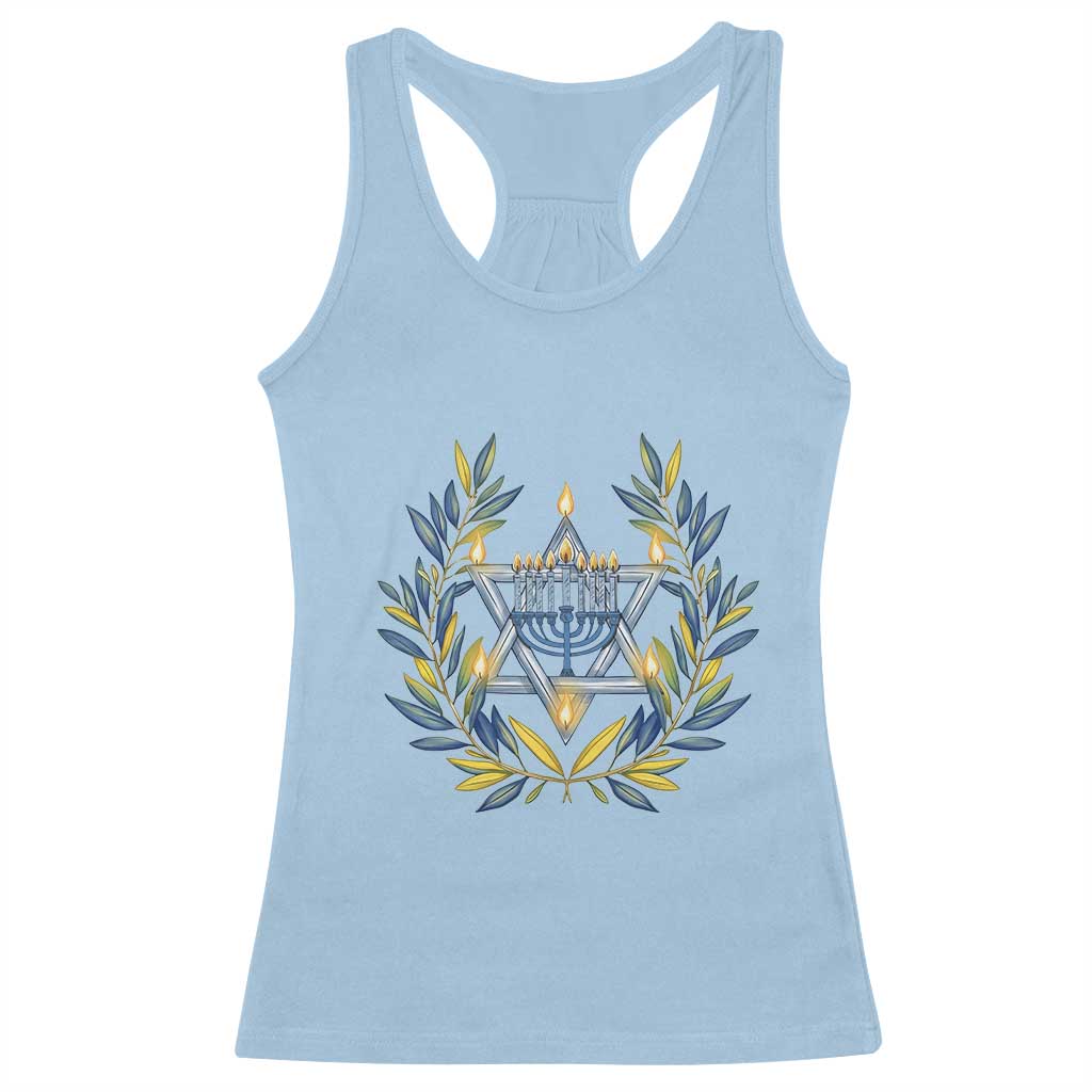 Hanukkah Flower Menorah Star Of David Racerback Tank Top Gift For Women - Wonder Print Shop