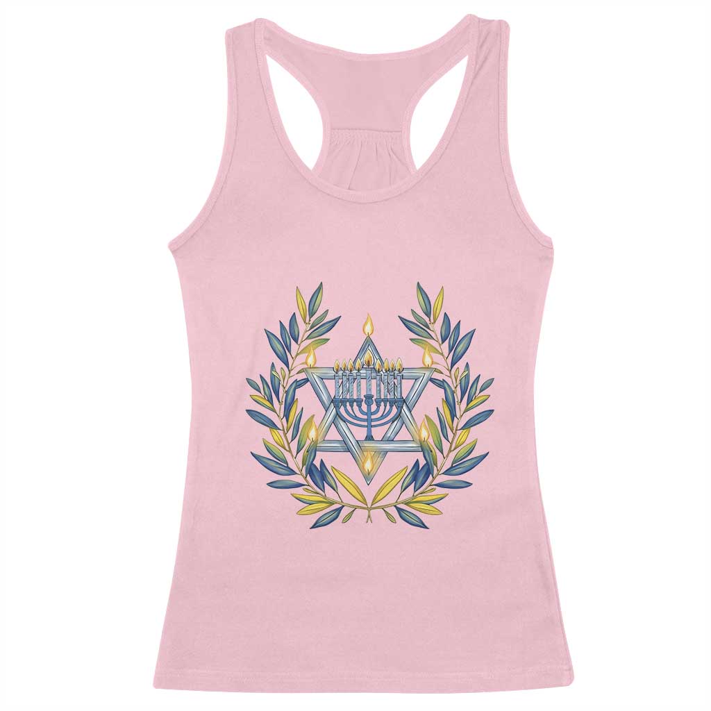 Hanukkah Flower Menorah Star Of David Racerback Tank Top Gift For Women - Wonder Print Shop