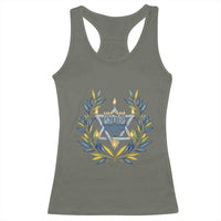 Hanukkah Flower Menorah Star Of David Racerback Tank Top Gift For Women - Wonder Print Shop