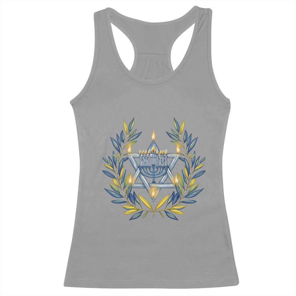 Hanukkah Flower Menorah Star Of David Racerback Tank Top Gift For Women - Wonder Print Shop