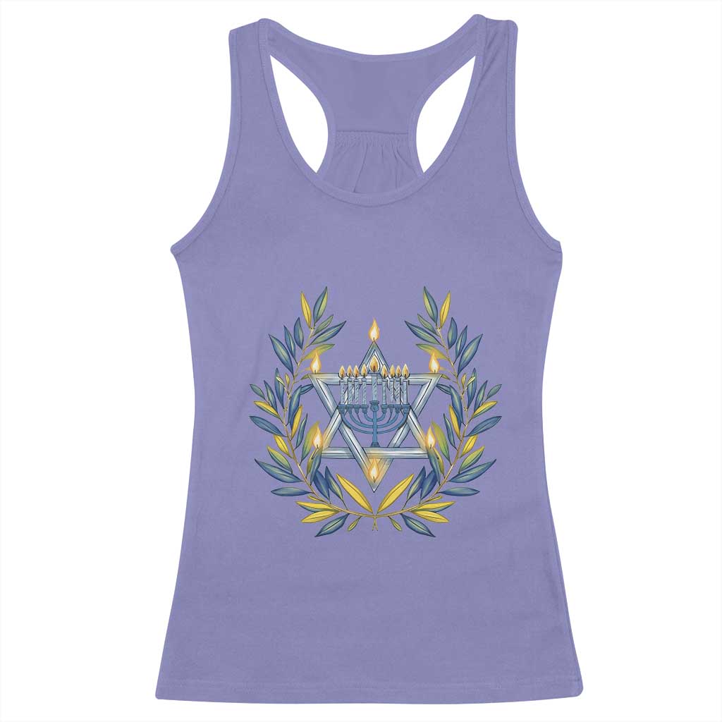 Hanukkah Flower Menorah Star Of David Racerback Tank Top Gift For Women - Wonder Print Shop