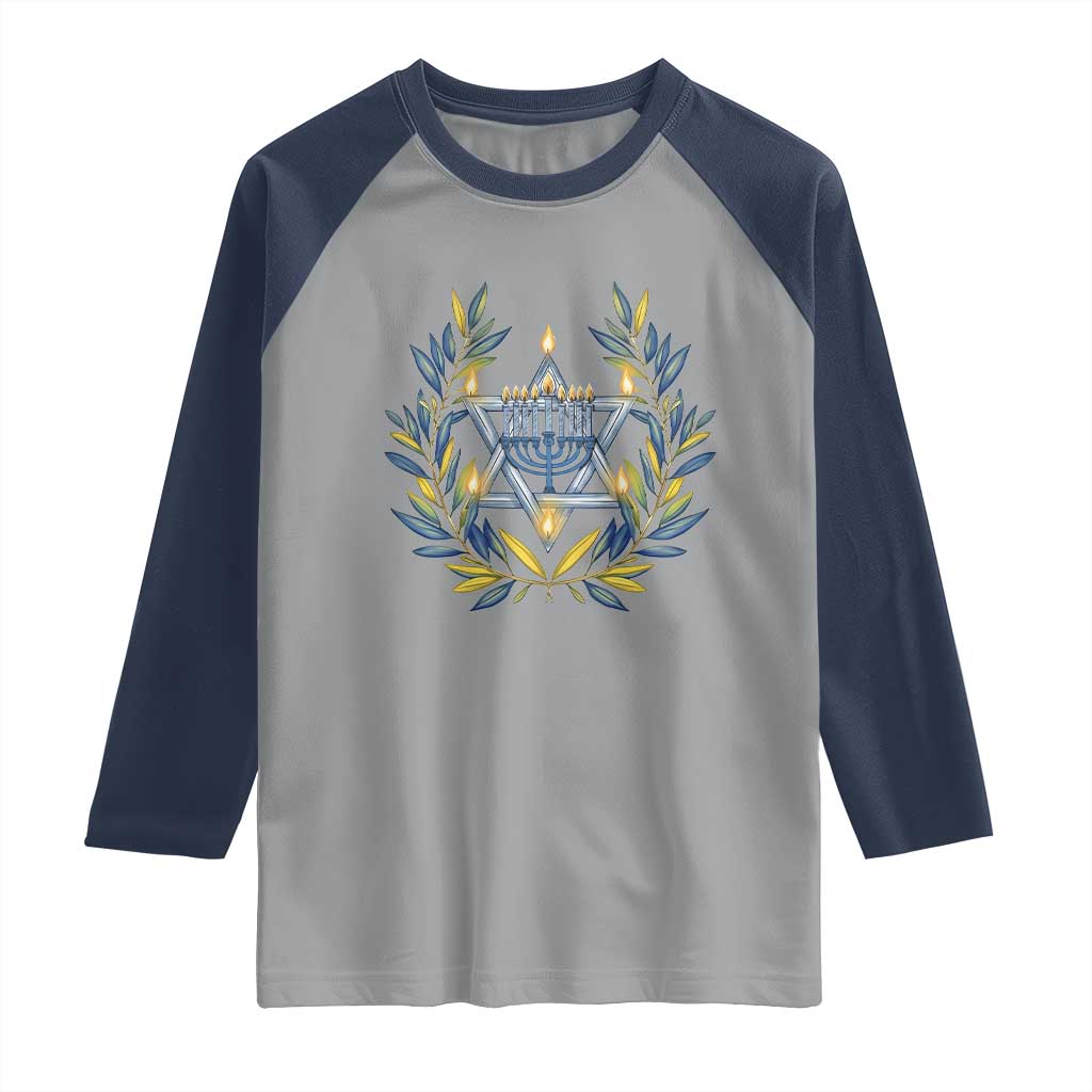 Hanukkah Flower Menorah Star Of David Raglan Shirt Gift For Women - Wonder Print Shop