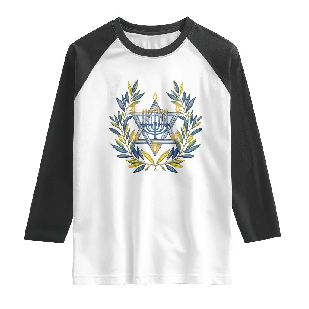 Hanukkah Flower Menorah Star Of David Raglan Shirt Gift For Women - Wonder Print Shop