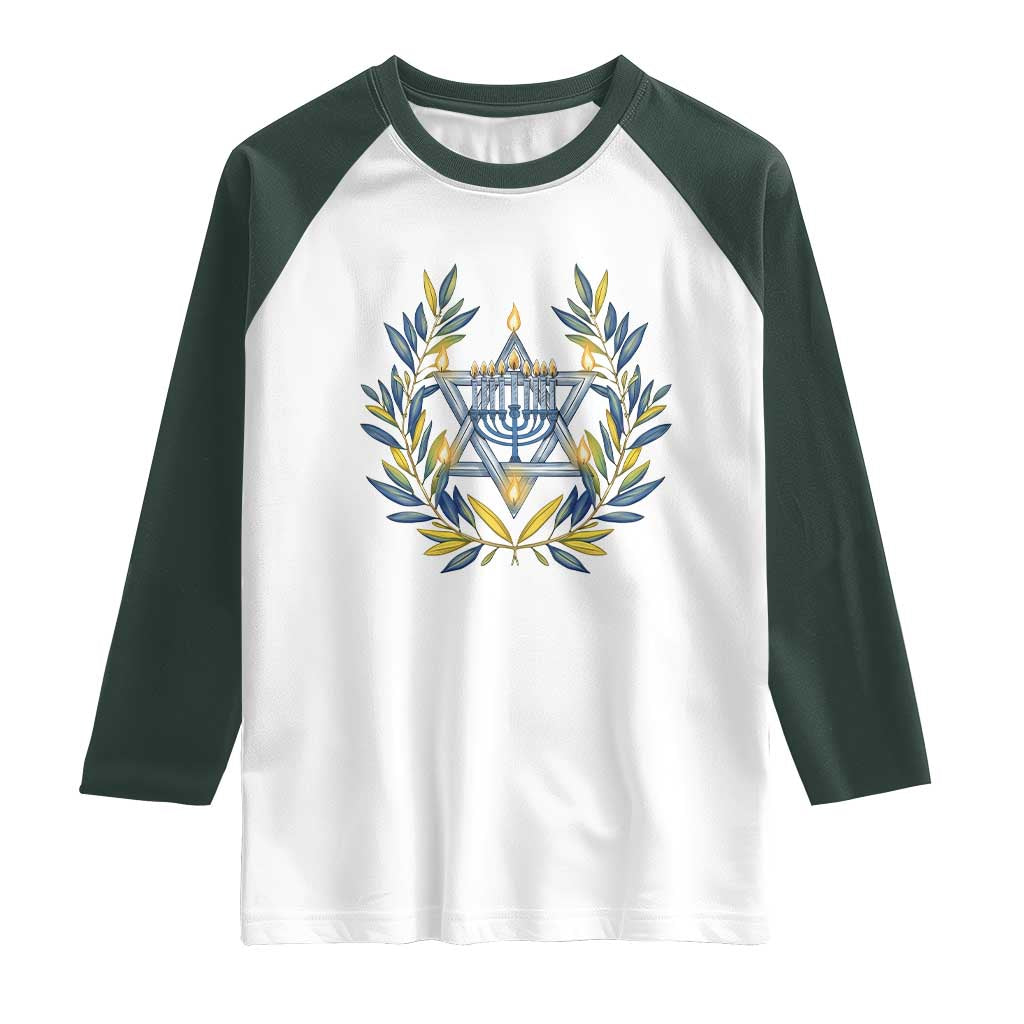 Hanukkah Flower Menorah Star Of David Raglan Shirt Gift For Women - Wonder Print Shop