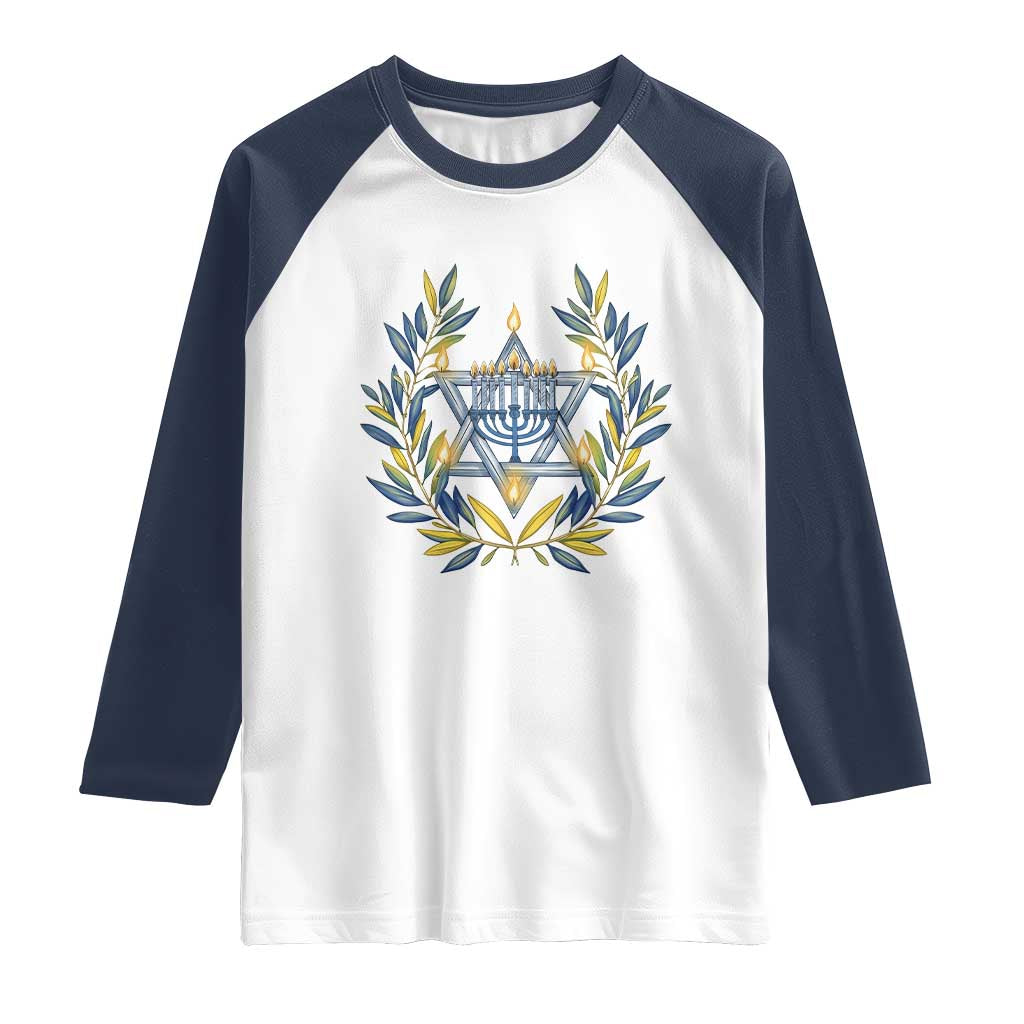 Hanukkah Flower Menorah Star Of David Raglan Shirt Gift For Women - Wonder Print Shop