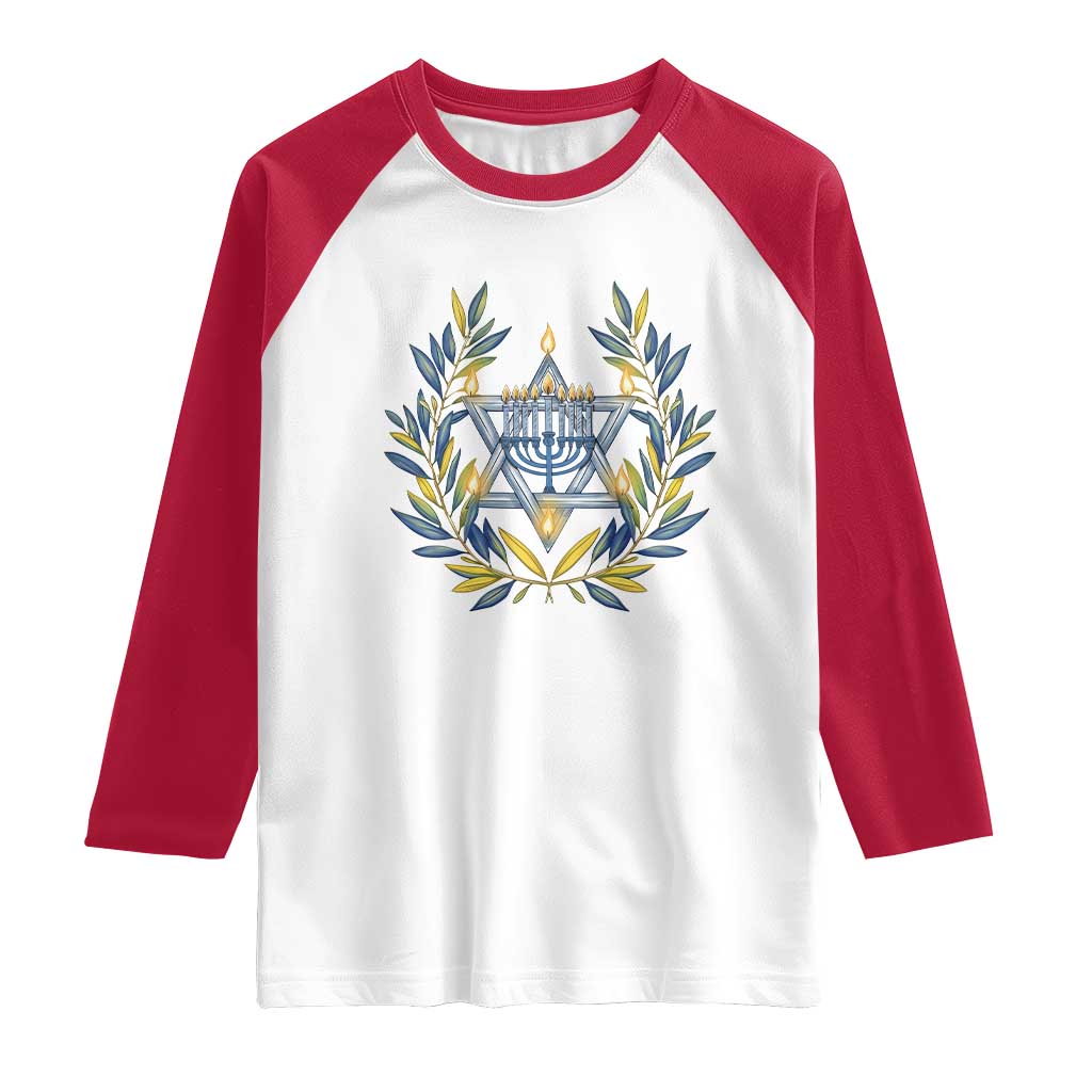Hanukkah Flower Menorah Star Of David Raglan Shirt Gift For Women - Wonder Print Shop