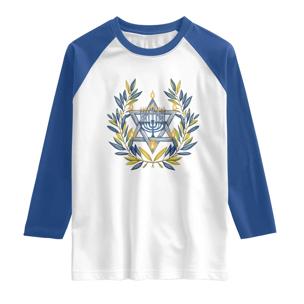 Hanukkah Flower Menorah Star Of David Raglan Shirt Gift For Women - Wonder Print Shop