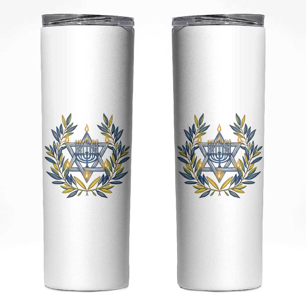 Hanukkah Flower Menorah Star Of David Skinny Tumbler Gift For Women - Wonder Print Shop