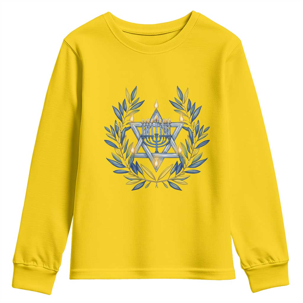 Hanukkah Flower Menorah Star Of David Youth Sweatshirt Gift For Women - Wonder Print Shop