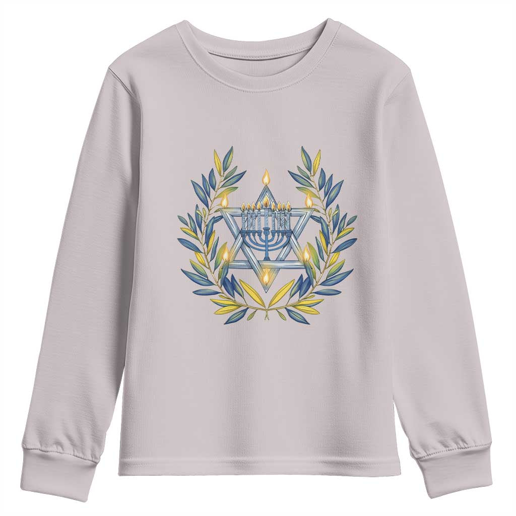 Hanukkah Flower Menorah Star Of David Youth Sweatshirt Gift For Women - Wonder Print Shop