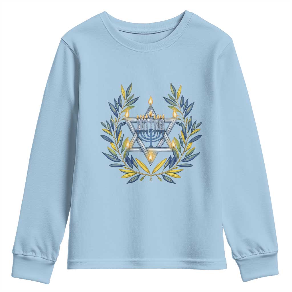 Hanukkah Flower Menorah Star Of David Youth Sweatshirt Gift For Women - Wonder Print Shop