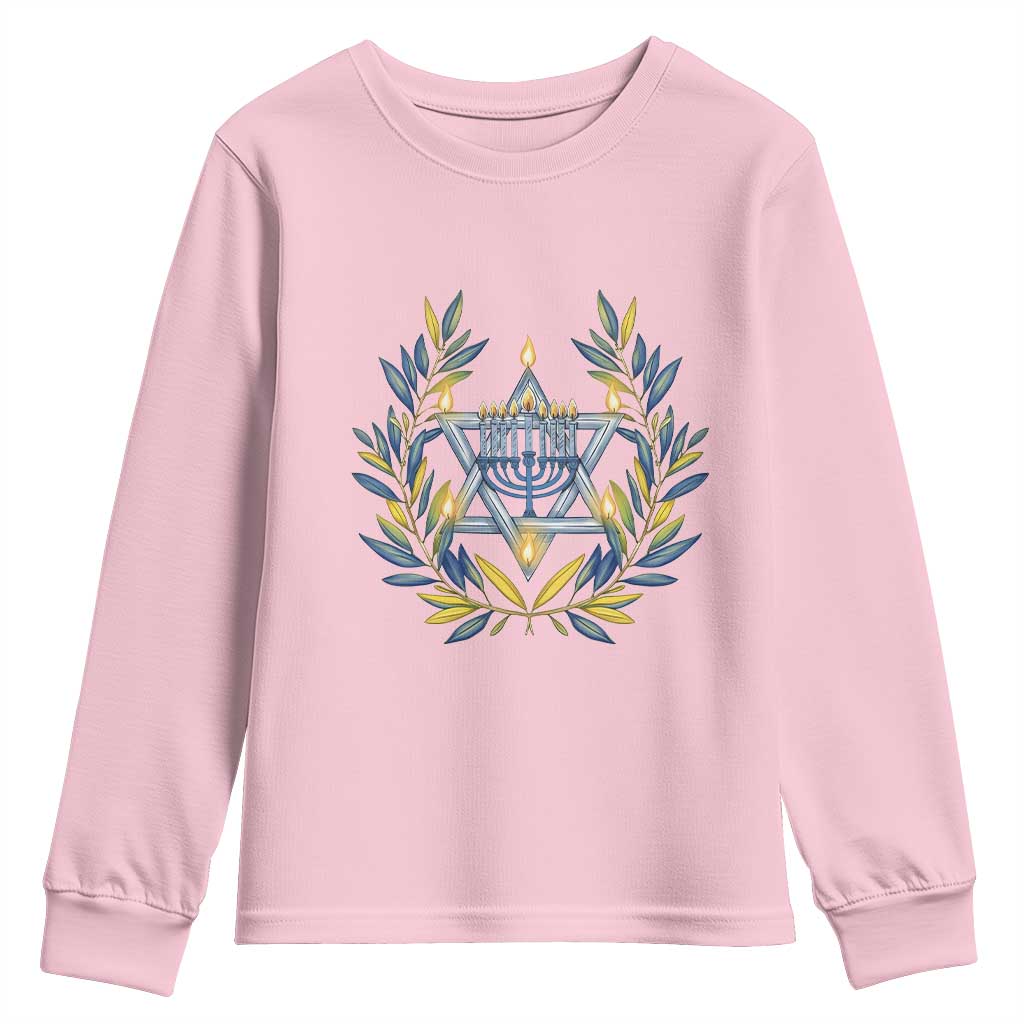 Hanukkah Flower Menorah Star Of David Youth Sweatshirt Gift For Women - Wonder Print Shop