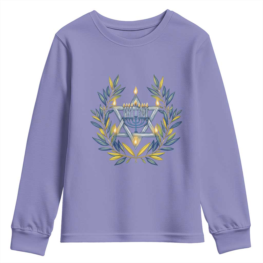 Hanukkah Flower Menorah Star Of David Youth Sweatshirt Gift For Women - Wonder Print Shop