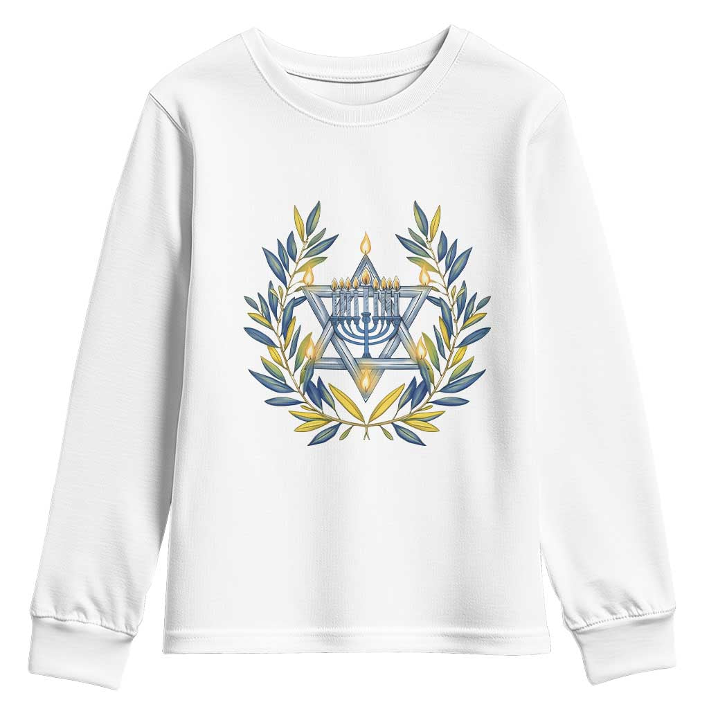 Hanukkah Flower Menorah Star Of David Youth Sweatshirt Gift For Women - Wonder Print Shop