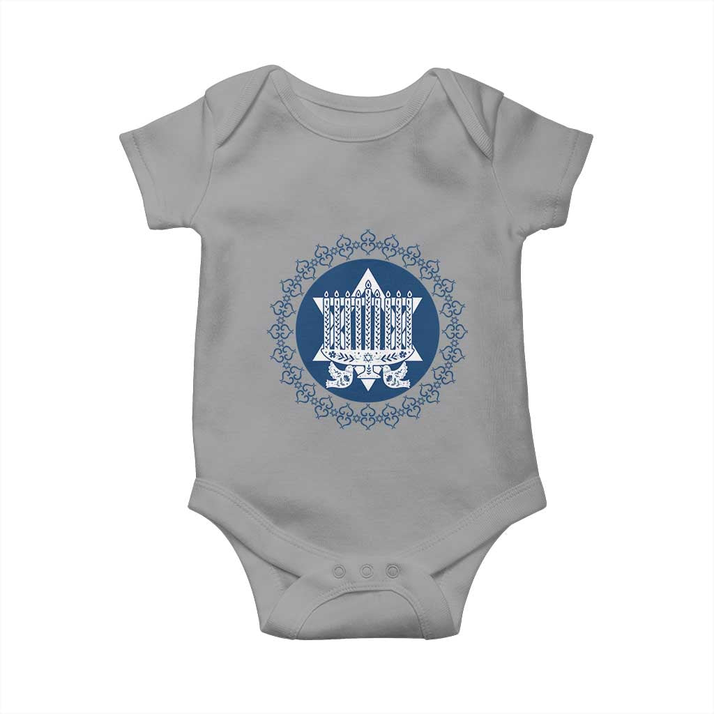 Hanukkah Vintage Menorah Peace Doves Baby Onesie Festival Of Lights Gift - Wonder Print Shop