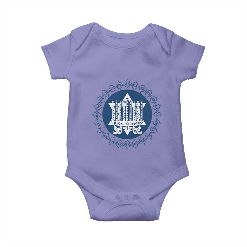 Hanukkah Vintage Menorah Peace Doves Baby Onesie Festival Of Lights Gift - Wonder Print Shop