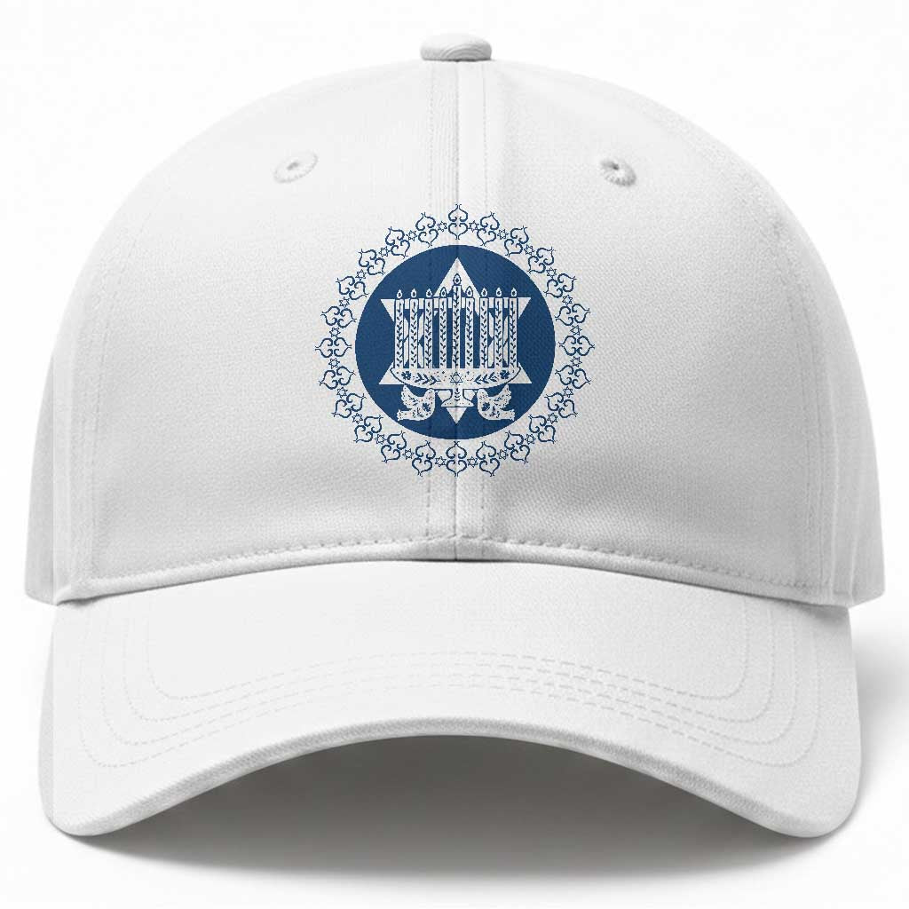 Hanukkah Vintage Menorah Peace Doves Baseball Cap Festival Of Lights Gift