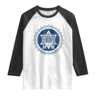Hanukkah Vintage Menorah Peace Doves Raglan Shirt Festival Of Lights Gift - Wonder Print Shop