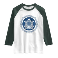 Hanukkah Vintage Menorah Peace Doves Raglan Shirt Festival Of Lights Gift - Wonder Print Shop