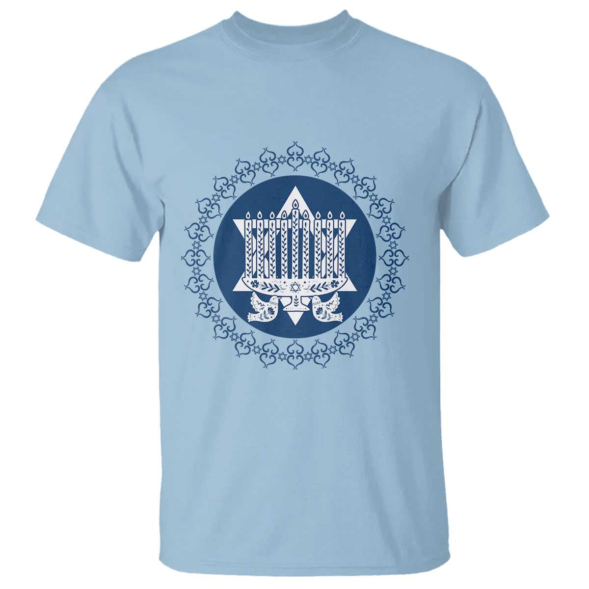 Hanukkah Vintage Menorah Peace Doves T Shirt Festival Of Lights Gift - Wonder Print Shop