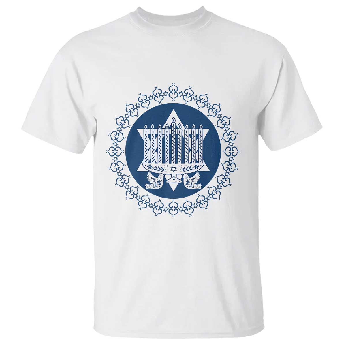 Hanukkah Vintage Menorah Peace Doves T Shirt Festival Of Lights Gift - Wonder Print Shop