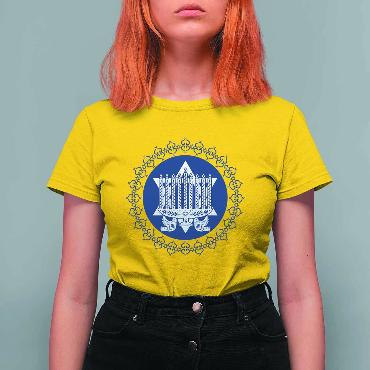 Hanukkah Vintage Menorah Peace Doves T Shirt For Women Festival Of Lights Gift - Wonder Print Shop