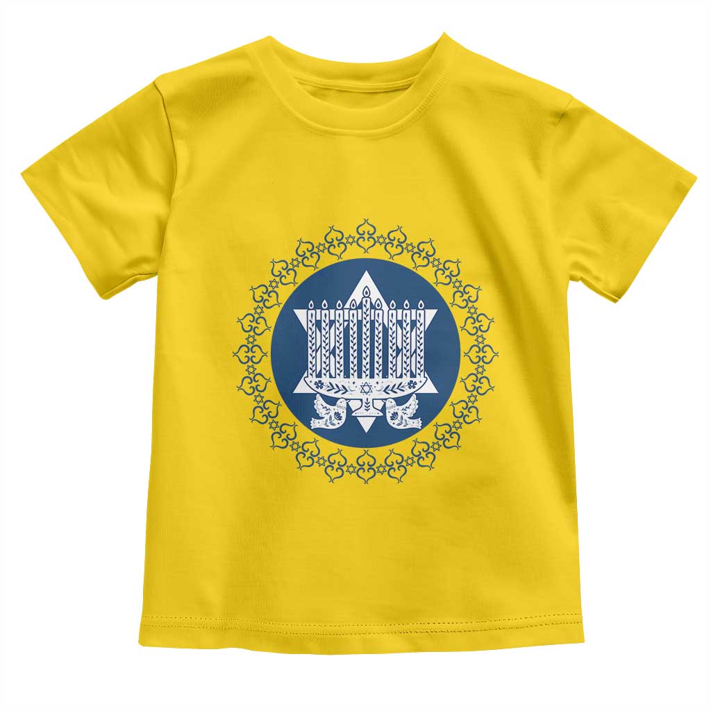 Hanukkah Vintage Menorah Peace Doves Toddler T Shirt Festival Of Lights Gift - Wonder Print Shop