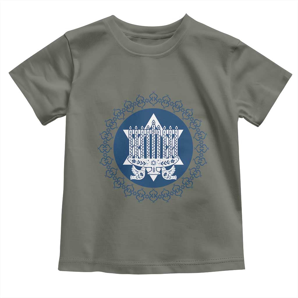 Hanukkah Vintage Menorah Peace Doves Toddler T Shirt Festival Of Lights Gift - Wonder Print Shop