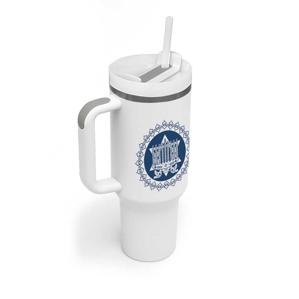 Hanukkah Vintage Menorah Peace Doves Tumbler With Handle Festival Of Lights Gift - Wonder Print Shop