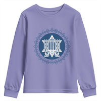 Hanukkah Vintage Menorah Peace Doves Youth Sweatshirt Festival Of Lights Gift - Wonder Print Shop
