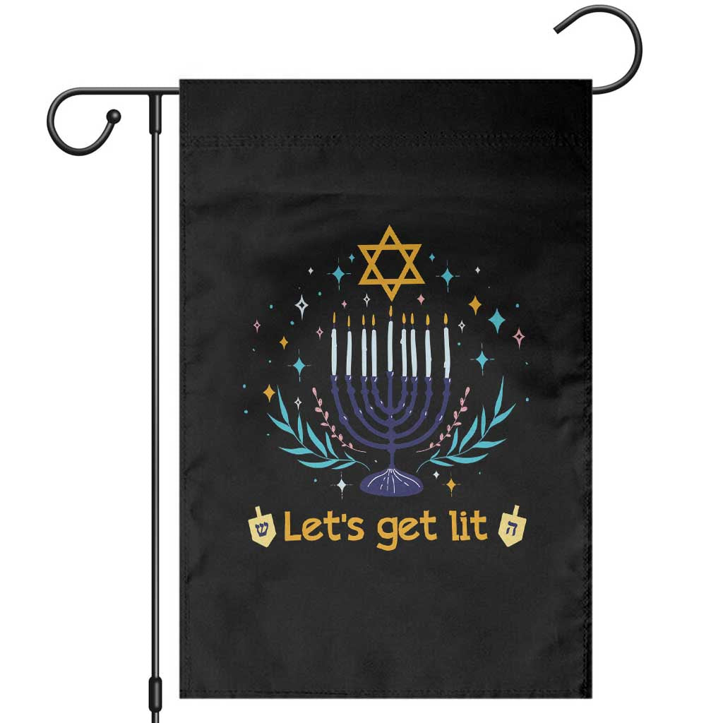 Funny Hanukkah Garden Flag Lets Get Lit Jewish Holiday Gift - Wonder Print Shop