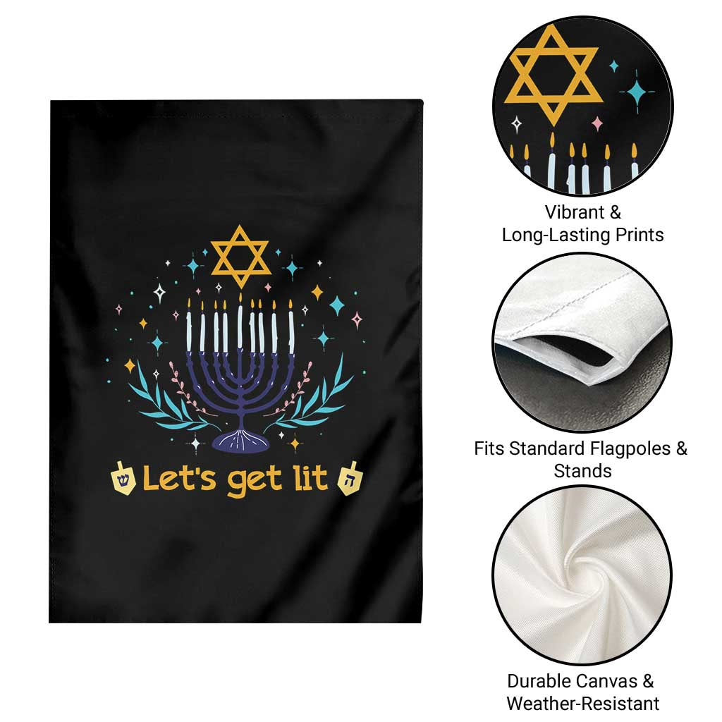 Funny Hanukkah Garden Flag Lets Get Lit Jewish Holiday Gift - Wonder Print Shop
