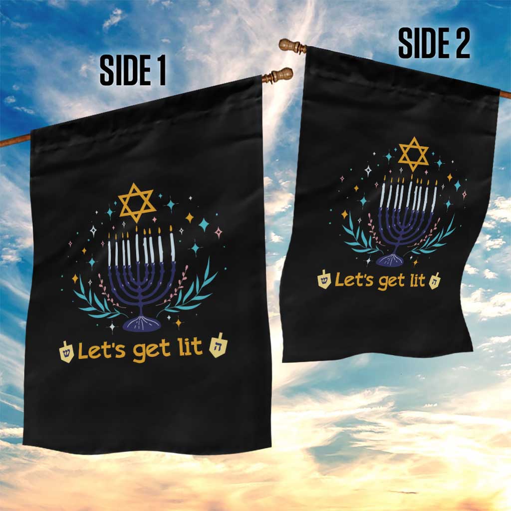 Funny Hanukkah Garden Flag Lets Get Lit Jewish Holiday Gift - Wonder Print Shop