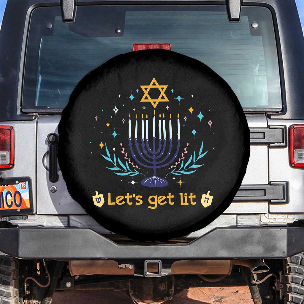 Funny Hanukkah Spare Tire Cover Lets Get Lit Jewish Holiday Gift - Wonder Print Shop