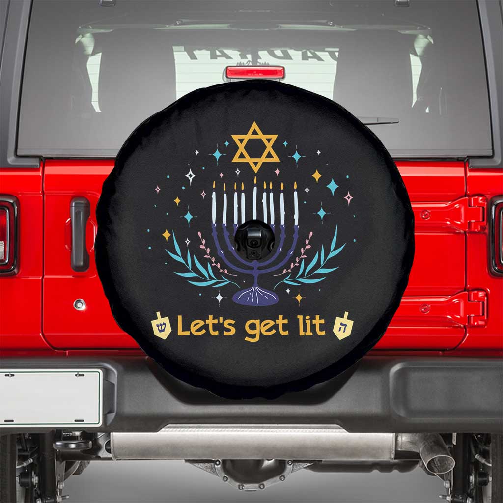 Funny Hanukkah Spare Tire Cover Lets Get Lit Jewish Holiday Gift - Wonder Print Shop
