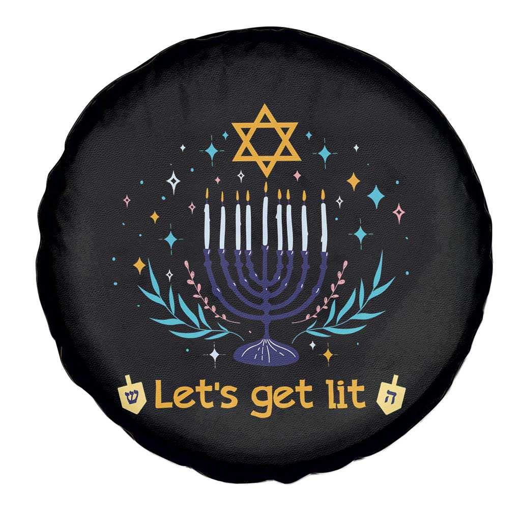 Funny Hanukkah Spare Tire Cover Lets Get Lit Jewish Holiday Gift - Wonder Print Shop