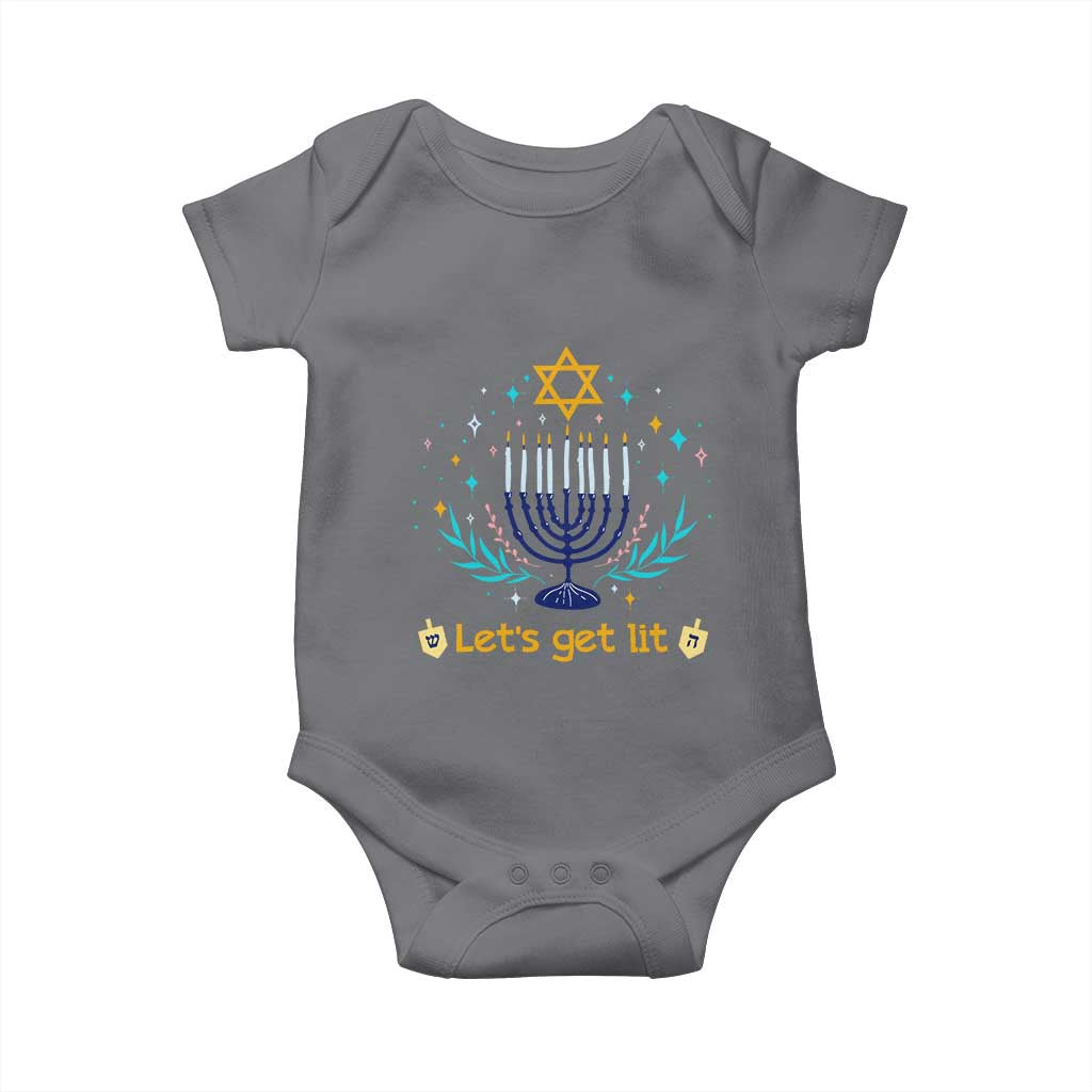 Funny Hanukkah Baby Onesie Lets Get Lit Jewish Holiday Gift - Wonder Print Shop