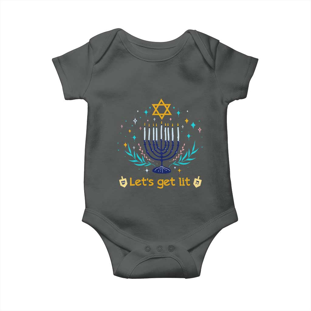 Funny Hanukkah Baby Onesie Lets Get Lit Jewish Holiday Gift - Wonder Print Shop