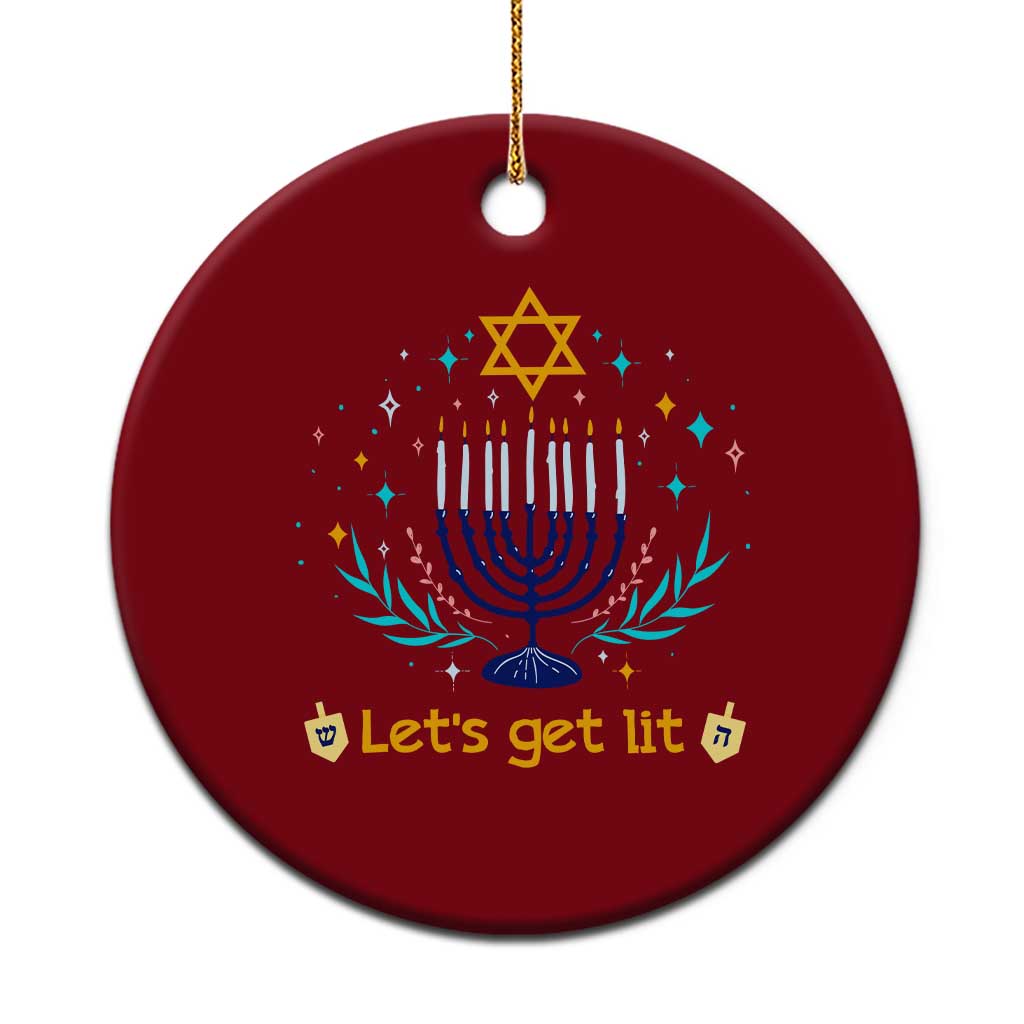 Funny Hanukkah Ceramic Ornament Lets Get Lit Jewish Holiday Gift - Wonder Print Shop