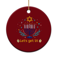 Funny Hanukkah Ceramic Ornament Lets Get Lit Jewish Holiday Gift - Wonder Print Shop
