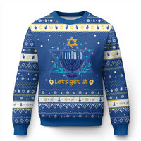 Funny Chanukkah Hanukkah Ugly Sweater Lets Get Lit Jewish Holiday Gift - Wonder Print Shop