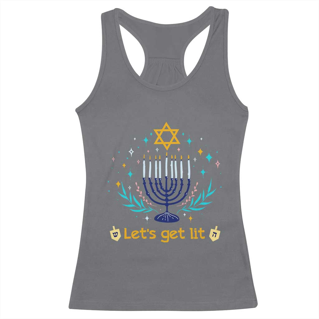 Funny Hanukkah Racerback Tank Top Lets Get Lit Jewish Holiday Gift - Wonder Print Shop