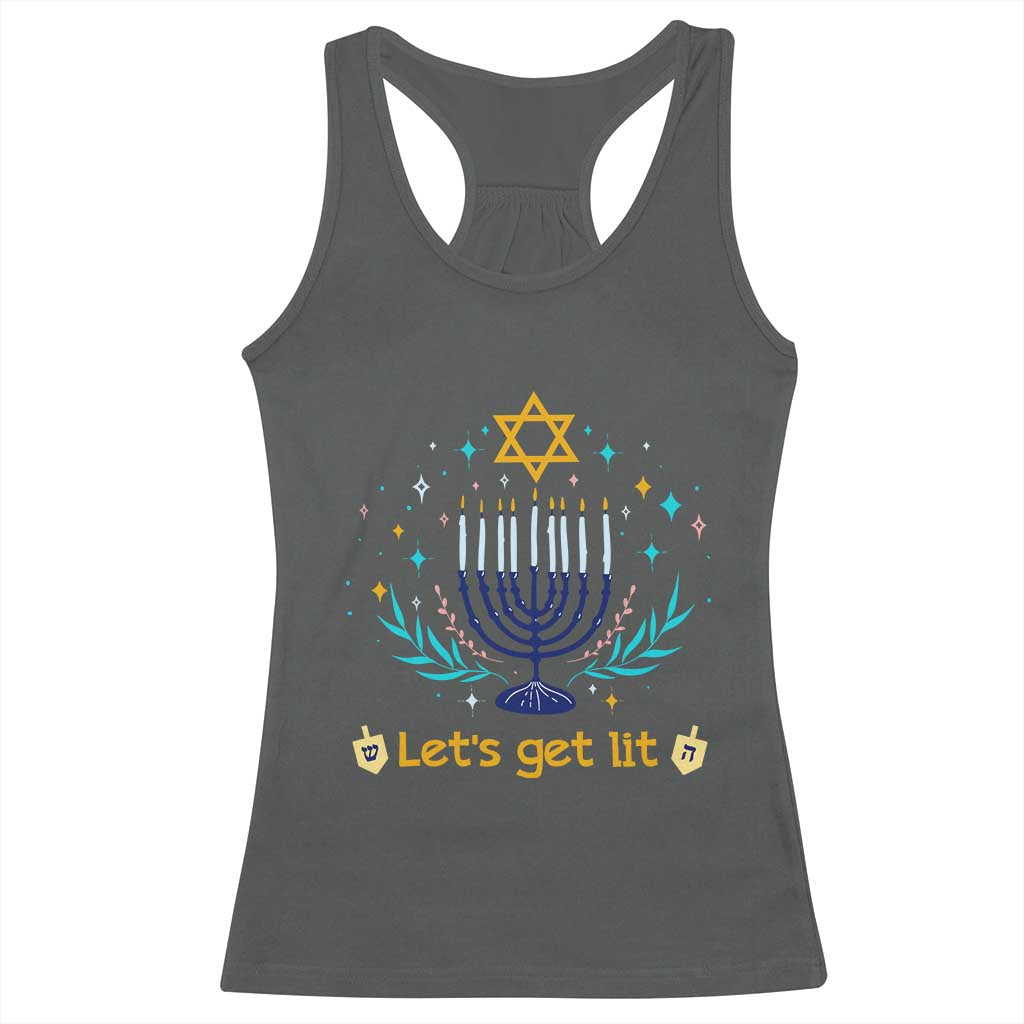 Funny Hanukkah Racerback Tank Top Lets Get Lit Jewish Holiday Gift - Wonder Print Shop