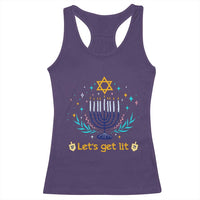 Funny Hanukkah Racerback Tank Top Lets Get Lit Jewish Holiday Gift - Wonder Print Shop