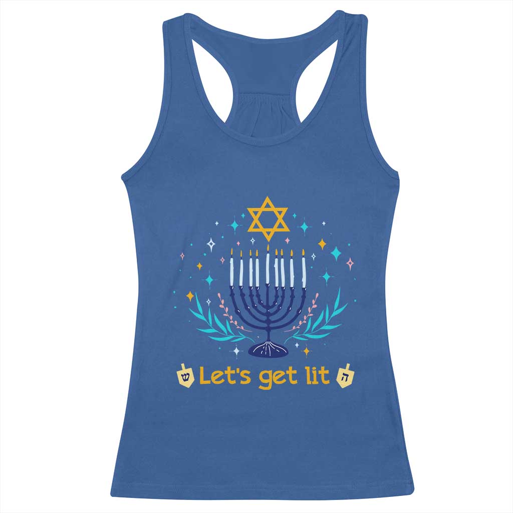 Funny Hanukkah Racerback Tank Top Lets Get Lit Jewish Holiday Gift - Wonder Print Shop