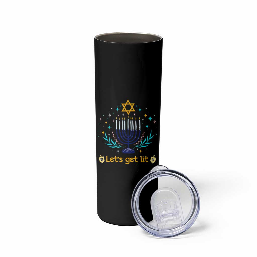 Funny Hanukkah Skinny Tumbler Lets Get Lit Jewish Holiday Gift - Wonder Print Shop