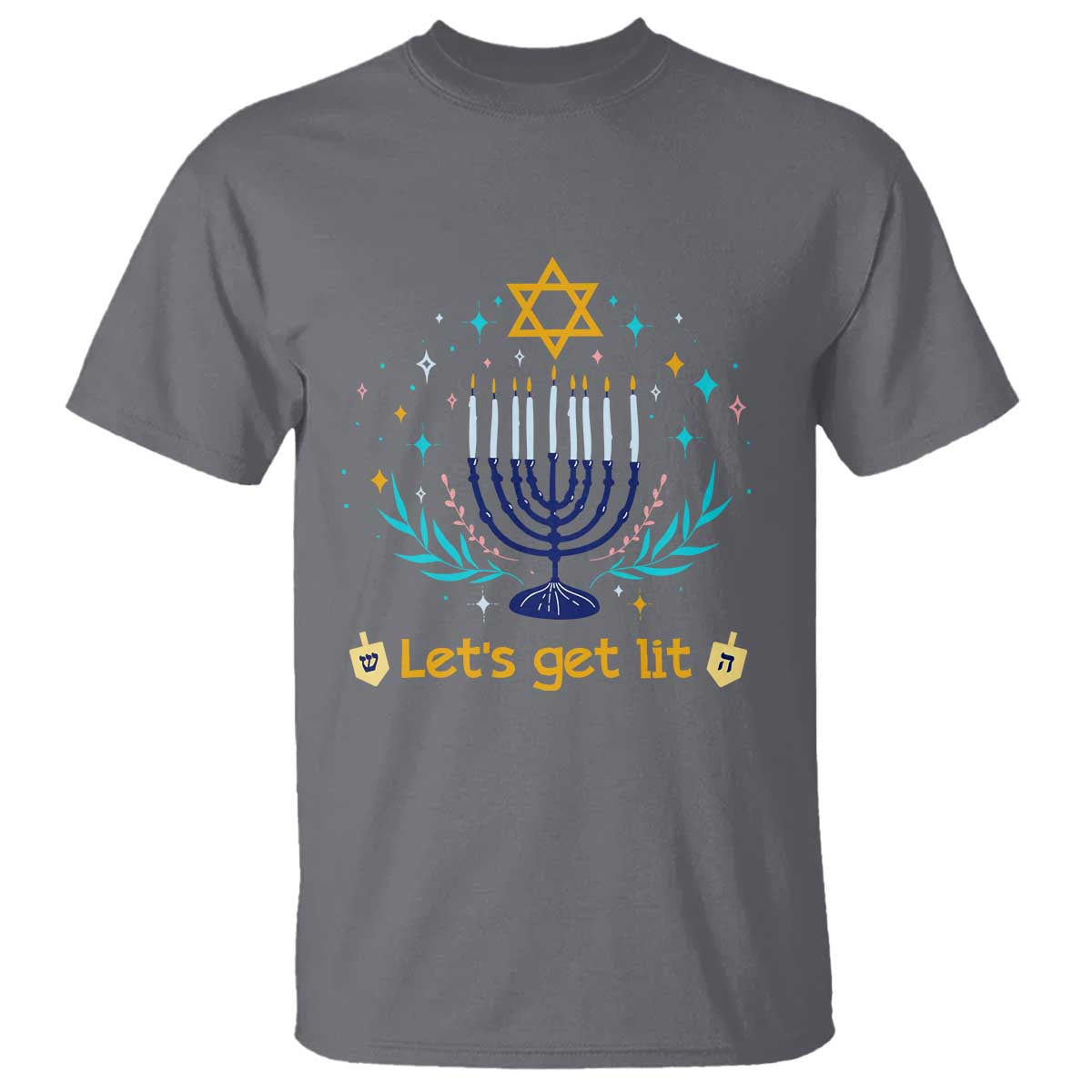 Funny Hanukkah T Shirt Lets Get Lit Jewish Holiday Gift - Wonder Print Shop